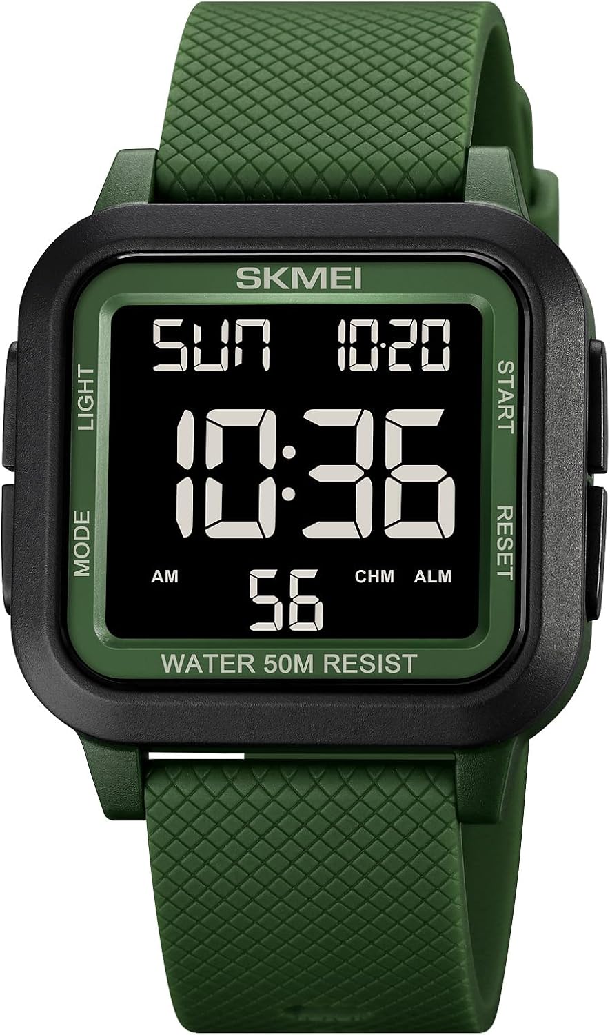SKMEI Watches for Men,Military Square Ultra-Thin Digital Women Watch with Dual Time 50M Waterproof LED Light Alarm Stopwatch Unisex Sports Watch