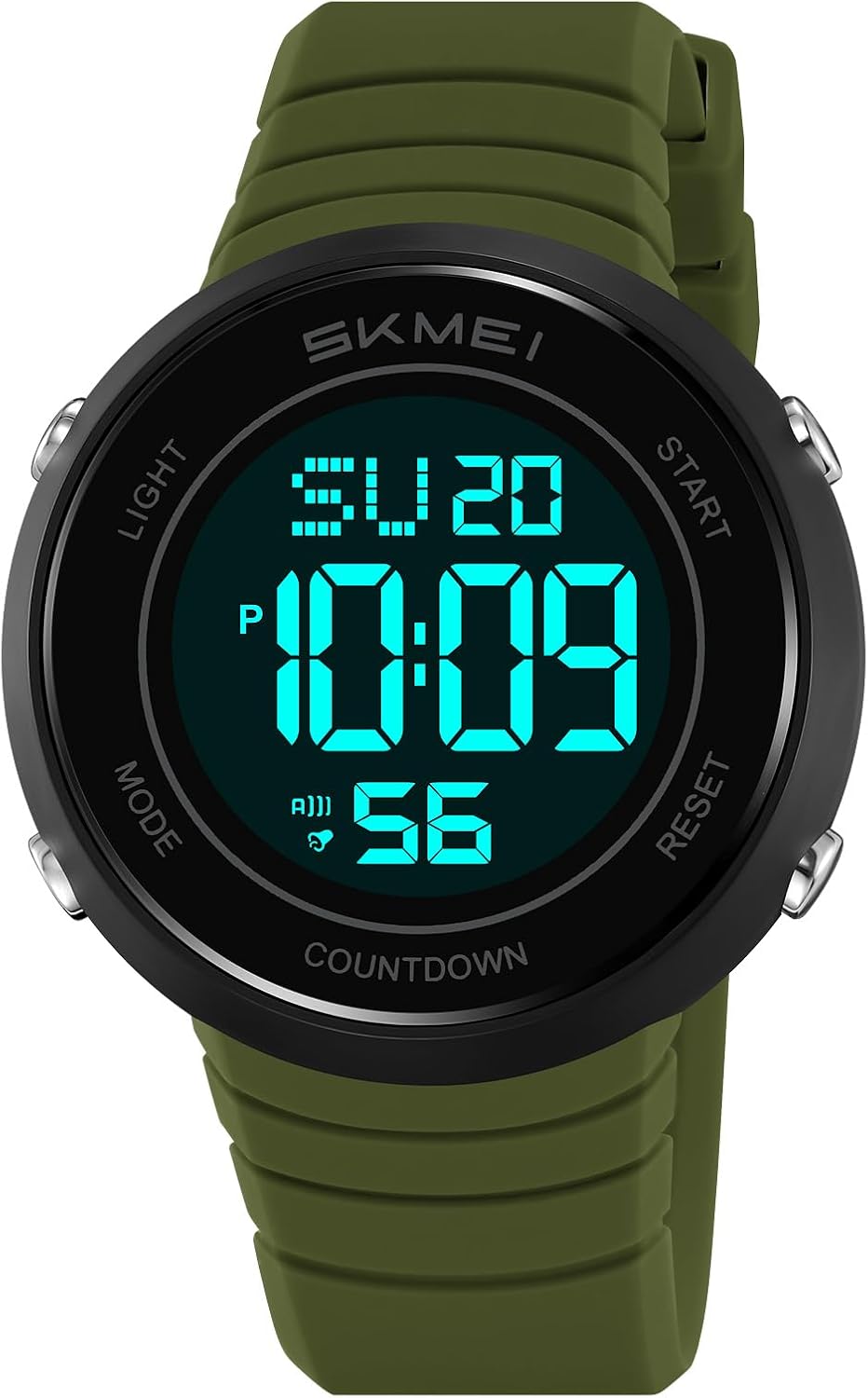 SKMEI Watch for Men,Military Sports Round Digital Watch with Waterproof Led Light Stopwatch Countdown Date Alarms Chronograph