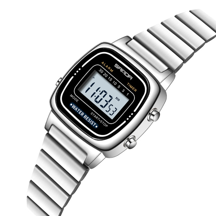 SANDA 6053 Square LED Digital Display Dial Running Seconds Alarm Clock Electronic Watch for Women