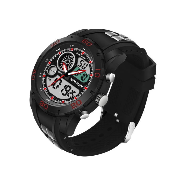 SANDA New Waterproof Luminous Plastic Multi Functional Watch Men Outdoor Sports LED Electronic Watch
