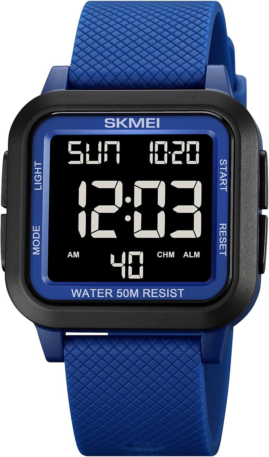 SKMEI Watches for Men,Military Square Ultra-Thin Digital Women Watch with Dual Time 50M Waterproof LED Light Alarm Stopwatch Unisex Sports Watch