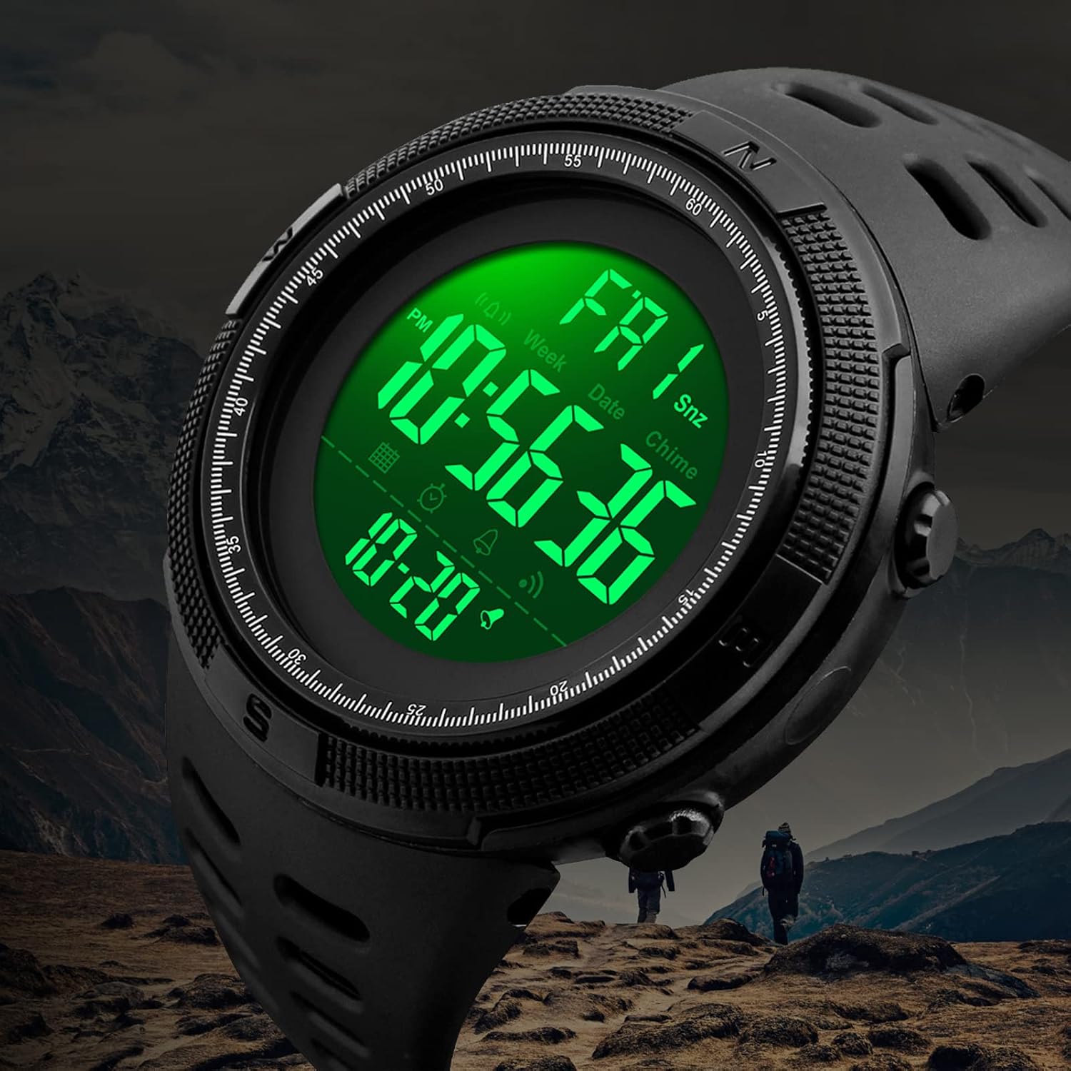 SKMEI Watch for Men,Military Sports Round Digital Watch with Waterproof Led Light Stopwatch Countdown Date Alarms Chronograph